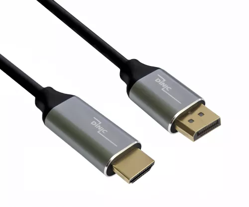 DINIC Premium Displayport to HDMI cable, 1m 4K@60Hz, 3D, HDR, 1x DP to 1x HDMI plug, box